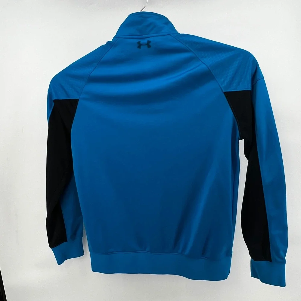 Under Armour Mens Blue Black Full Zip Track Jacket Loose Fit 1240533 Size Large
